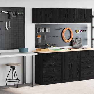 Berkfield Home Garage Cabinets 2 pcs Black Engineered Wood
