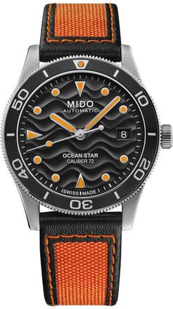 Mido Ocean Star 39 Automatic Webbing Strap Watch, 39mm in Black at Nordstrom