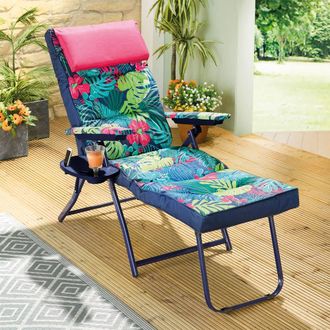 Gainsborough Tropical Fern Garden Recliner with Cushions, 10 Positions & Side Table