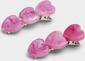 Simons Womens Acetate heart clips Set of 2