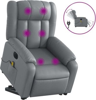 vidaXL Vidaxl - Sill&oacute;n De Masaje Elevable El&eacute;ctrico Cuero Sint&eacute;tico Gris
