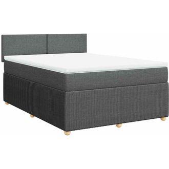 vidaXL Cama Box Spring Con Colch&oacute;n Tela Gris Oscuro 140x200 Cm Vidaxl