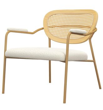 Moloo Sill&oacute;n de tela color crudo, rat&aacute;n y metal