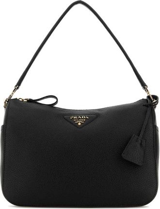 Prada Black Leather Medium Shoulder Bag
