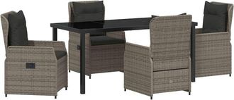 vidaXL Conjunto De Comedor De Jard&iacute;n 5 Pcs Gris Rat&aacute;n Sint&eacute;tico Vidaxl