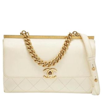 Chanel Pre-owned Vintage Handtas - Dames - Pre-owned - Wit - Maat: ONE Size Leer