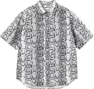 Carhartt Work in Progress Short Sleeve Snake Camo Shirt - Heren - Korte mouwen Overhemden - Wit - M - Katoen - Overhemden