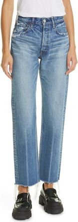 Moussy Ashley Wide Straight Leg Jeans in Blue at Nordstrom, Size 25