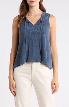 Lucky Brand Cutwork Embroidered Cotton Swing Tank in Ombre Blue at Nordstrom, Size Xx-Large