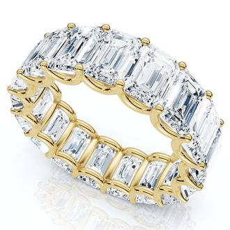 Pompeii3 9Ct Emerald Cut Diamond U Prong Eternity Ring 14k Gold or Platinum Lab Grown