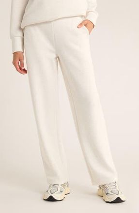 Zella Cozy Scuba Knit High Waist Straight Leg Pants in Beige Ivory Heather at Nordstrom Rack, Size Large