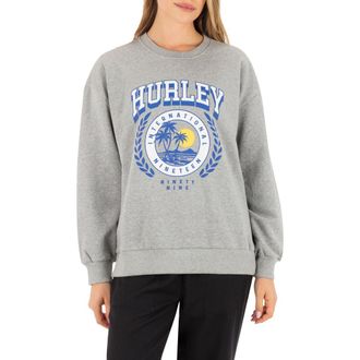 Hurley Academy Oversize Logo Sweatshirt in Grey Heather at Nordstrom, Size X-Small
