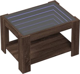 Berkfield Home Decorative Coffee Table with LED Brown Oak 73x53x45 cm Engineered Wood | Size: 73 x 53 x 45 cm