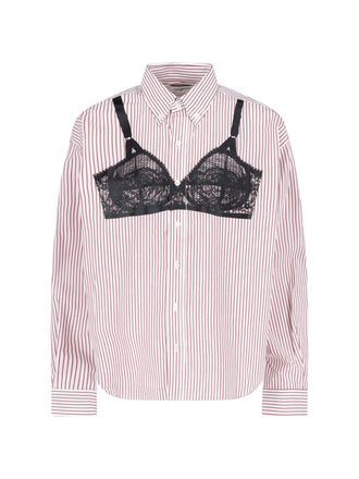 Vaquera Red/White Striped Lace Overlay Shirt