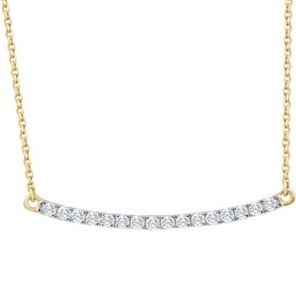 Pompeii3 1/3Ct Diamond Bar Pendant 10k Yellow Gold Necklace Lab Grown 1 1/3