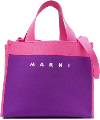 Marni colour-block canvas tote bag - women - Cotton/Polyester/Polyurethane - One Size - Purple