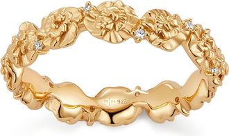 Made by Mary Cubic Zirconia Birthstone Flower Eternity Band Ring in Gold January at Nordstrom, Size 10