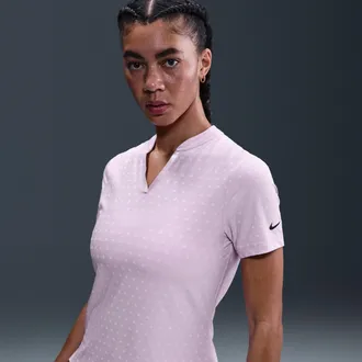 Nike Womens Tour Dri-FIT Short-Sleeve Blade Jacquard Golf Polo in Purple | FZ6302-537