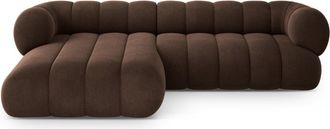 Cosmopolitan Design Sof&aacute; esquinero izquierdo 5 plazas de terciopelo chocolate