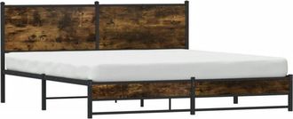vidaXL Metal Bed Frame without Mattress Smoked Oak 183x213 cm Vidaxl