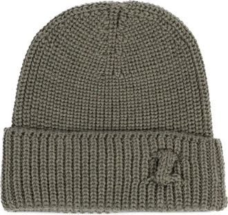 Hannes Roether ribbed logo beanie - Grijs