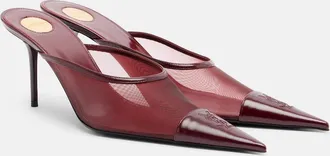 Saint Laurent Ren&eacute;e mesh and leather mules