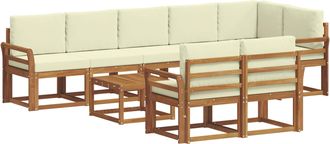 vidaXL Conjunto De Sof&aacute;s De Exterior 9 Uds. Natural Y Crema Vidaxl
