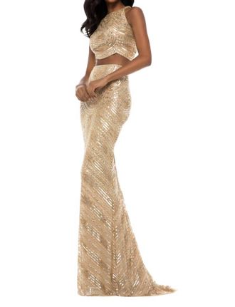 Sherri Hill Two-Piece Sequin Prom Dress In Gold