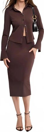 Good American Matte Jersey Long Sleeve Top In Bark
