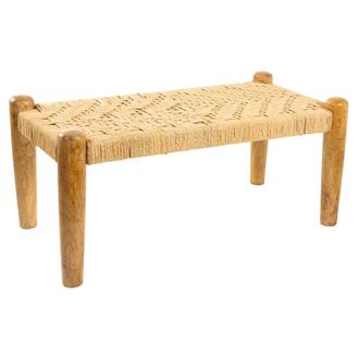 Wanderlust Deco Banqueta De Madera Y Cuerda Marr&oacute;n 90x44x35