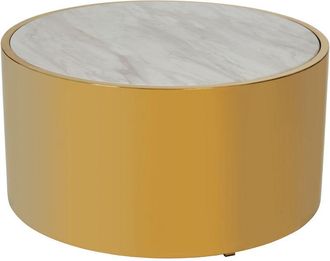 Premier Housewares Interiors by Premier Luxury Round White Coffee Table, Marble Coffee Table, White & Gold Coffee table, Contemporary Cocktail table
