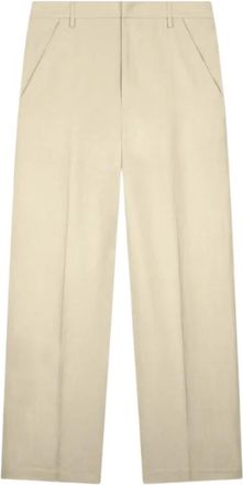 Dondup Wijde Pijp Twill Broek in Viscose en Linnen - Dames - Wijde Broeken - Beige - W30 - Linnen - Broeken