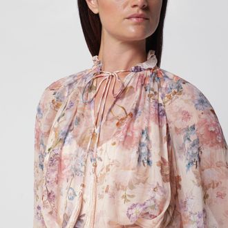 Zimmermann Blusa Valiant color pesca con motivo floreale