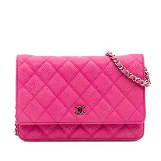 Chanel Portemonnee aan Ketting Roze Gequilt