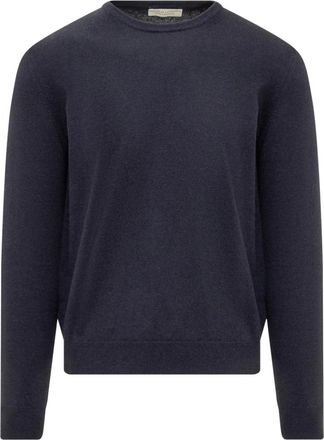 FILIPPO DE LAURENTIIS Wollen Trui - Heren - Ronde hals truien - Blauw - M - Wol - Truien & Vesten