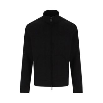 Emporio Armani Double-jersey Full-zip Sweatshirt met Logotape - Heren - Sweatshirts & Hoodies - Zwart - Maat: M Jersey