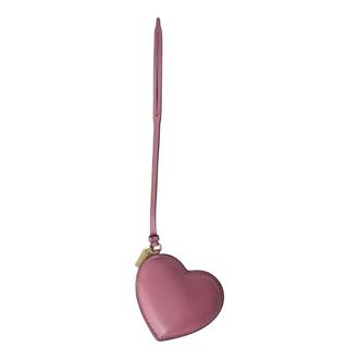 Coach Keyrings, female, Pink, Size: ONE SIZE Heart-Shaped Leather Bag Charm