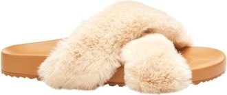 Matisse Footwear Seasons Slipper Womens Beige Faux Fur Slip-On Slide JOBB560