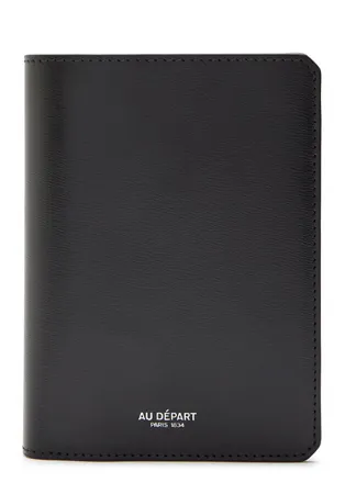 Au Départ Logo Leather Passport Case - Black - One Size
