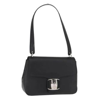 Ferragamo Pre-owned Shoulder Bags, female, Black, Size: ONE SIZE Pre-owned Leather Shoulder Bag