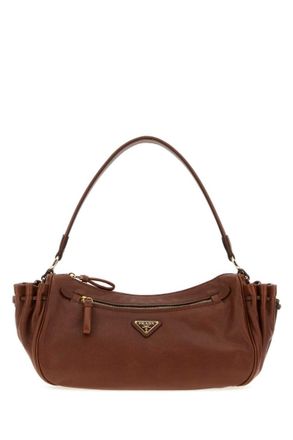 Prada Brown Logo Medium Shoulder Bag