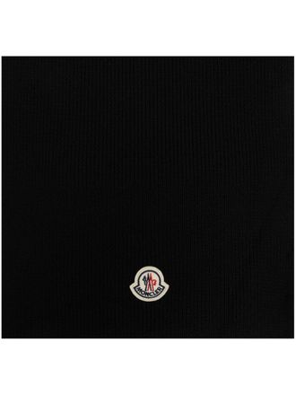 Moncler logo-patch scarf - men - Virgin Wool - One Size - Black