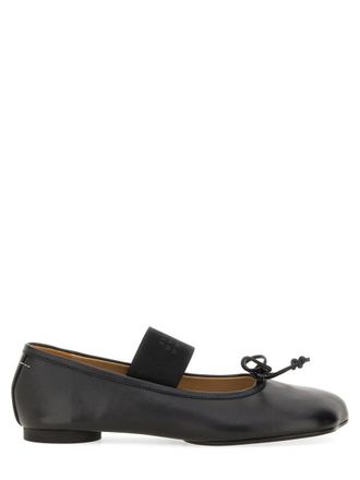 Maison Margiela Anatomic Rounded Toe Bow Leather Flats
