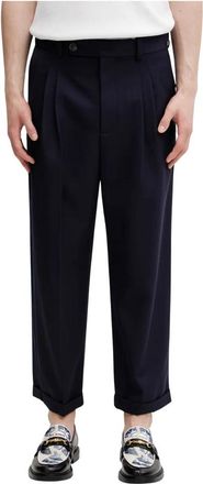 Dr&ocirc;le de Monsieur Pantalon &agrave; Plis Cropped Laine - Heren - Vrijetijds broeken - Blauw - L - Wol - Broeken
