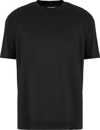 Emporio Armani Zwarte korte mouwen jersey T-shirt met logo detail - Heren - T-shirts - Zwart - S - Tops