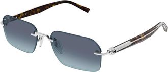 Gucci Gg 2259S Rechthoekige Zonnebril - Heren - Zonnebrillen - Grijs - 55 MM - Nylon - Accessoires