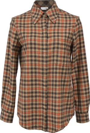 Gabriela Hearst Marcello Checked Shirt in Brown Cashmere