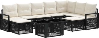 vidaXL Conjunto De Sof&aacute;s De Jard&iacute;n 10 Uds. Negro Y Blanco Crema Vidaxl