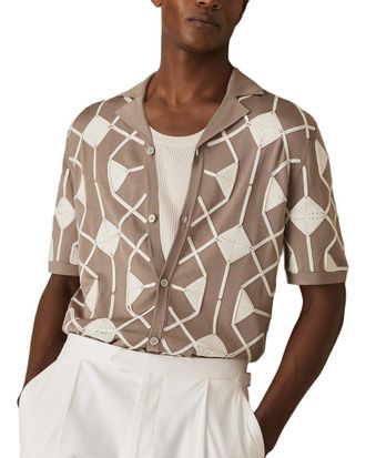 Reiss Terrazzo Cuban Button Front Top