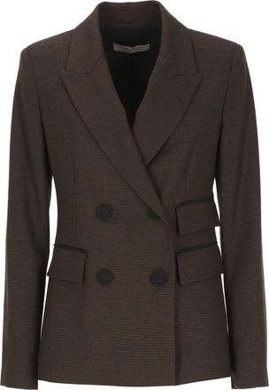 D.exterior Brown Pied De Poule Peak Lapel Wool Blazer
